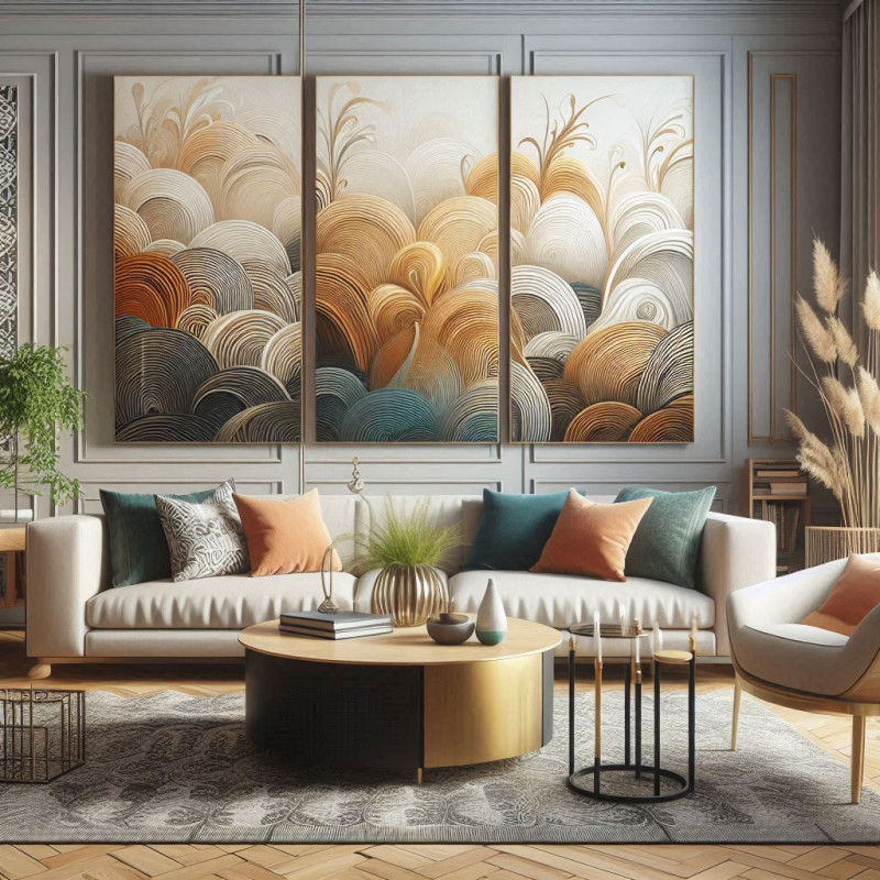 Éclosion Abstraite Dorée - Tableau décoratif